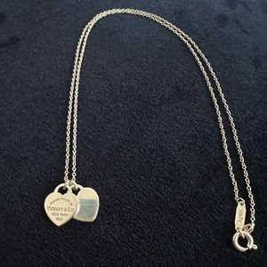 AUTHENTIC Return to Tiffany Double Heart Tag Pendant in Silver, Mini